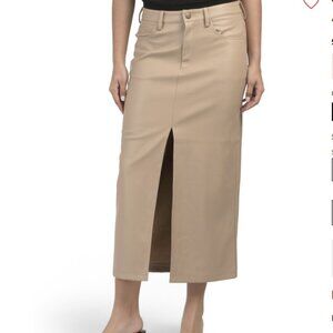 *NWT* Steve Madden Avani Faux Leather, Camel Color  Skirt, Size 4
